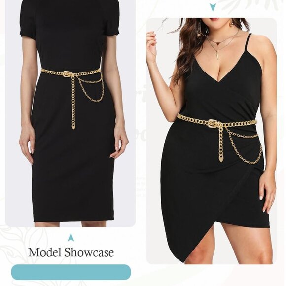 Chain Belt for Women Metal Waist Chain Fashion Multilayer Chain Belts for Dress - Picture 5 of 7